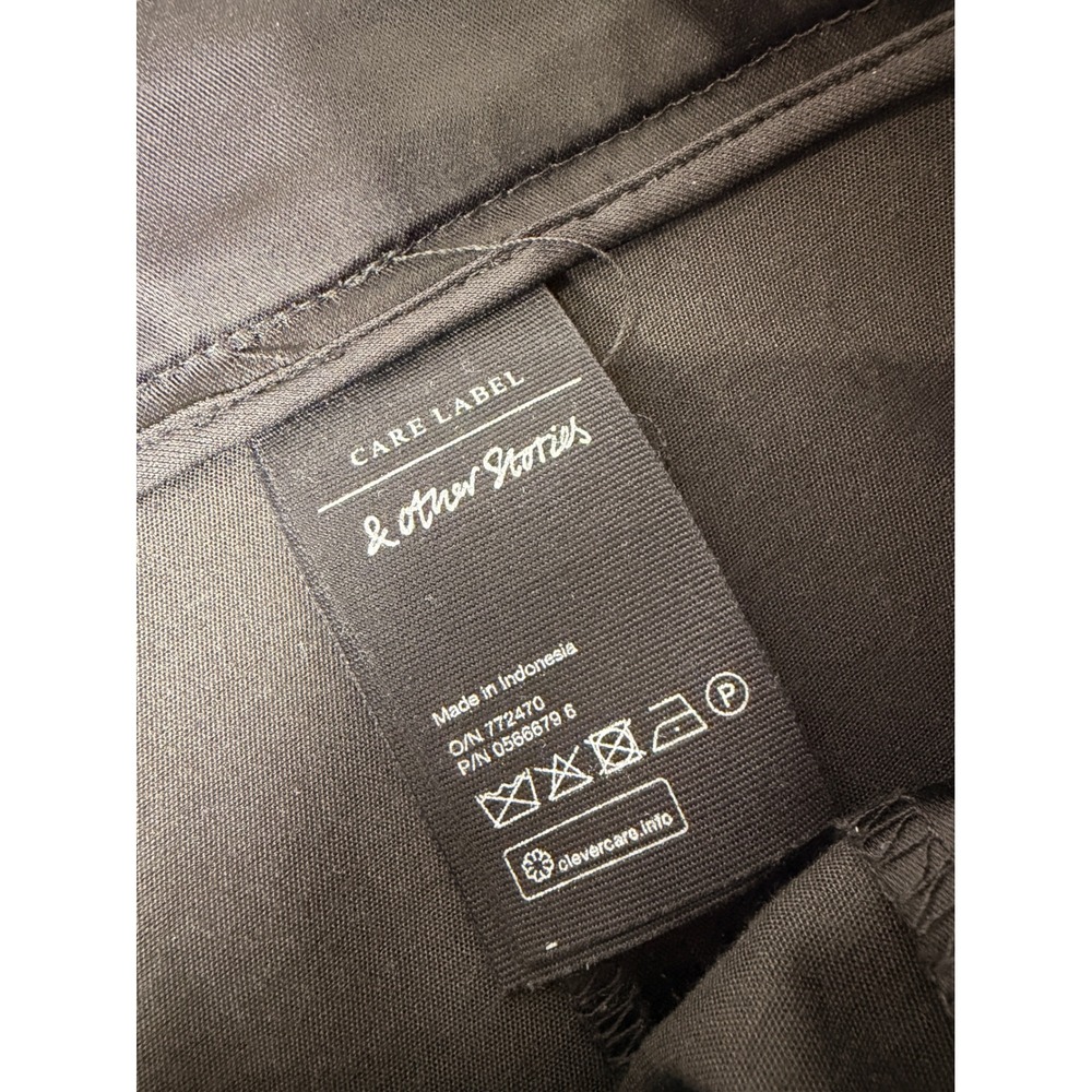& Other Stories Womens Black Satin High Waisted Slim‎ Leg Trousers Size 4 Small - Picture 2 of 10